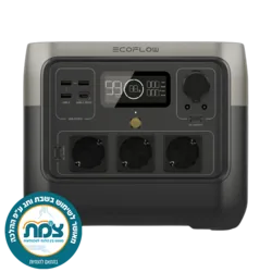 תחנת כח ניידת 2 ECOFLOW RIVER PRO דגם חדש LIFEPO4 קיבולת 0.768Kwh - הספק 0.8-1.6KW טעינה מהירה